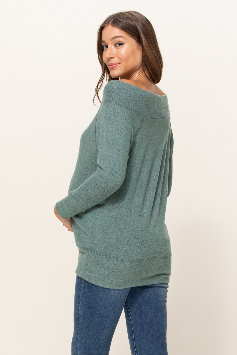 Dusty Green Rayon Rich Hacci Brushed Maternity Tunic