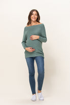 Dusty Green Rayon Rich Hacci Brushed Maternity Tunic