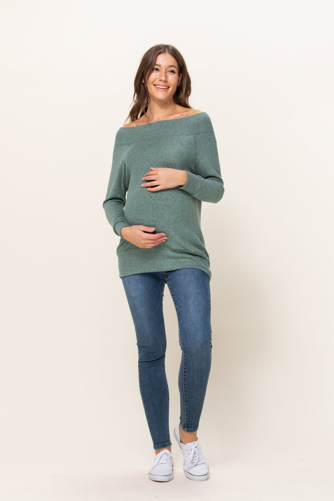 Dusty Green Rayon Rich Hacci Brushed Maternity Tunic