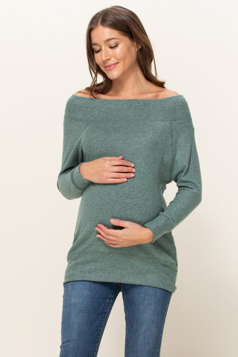 Dusty Green Rayon Rich Hacci Brushed Maternity Tunic
