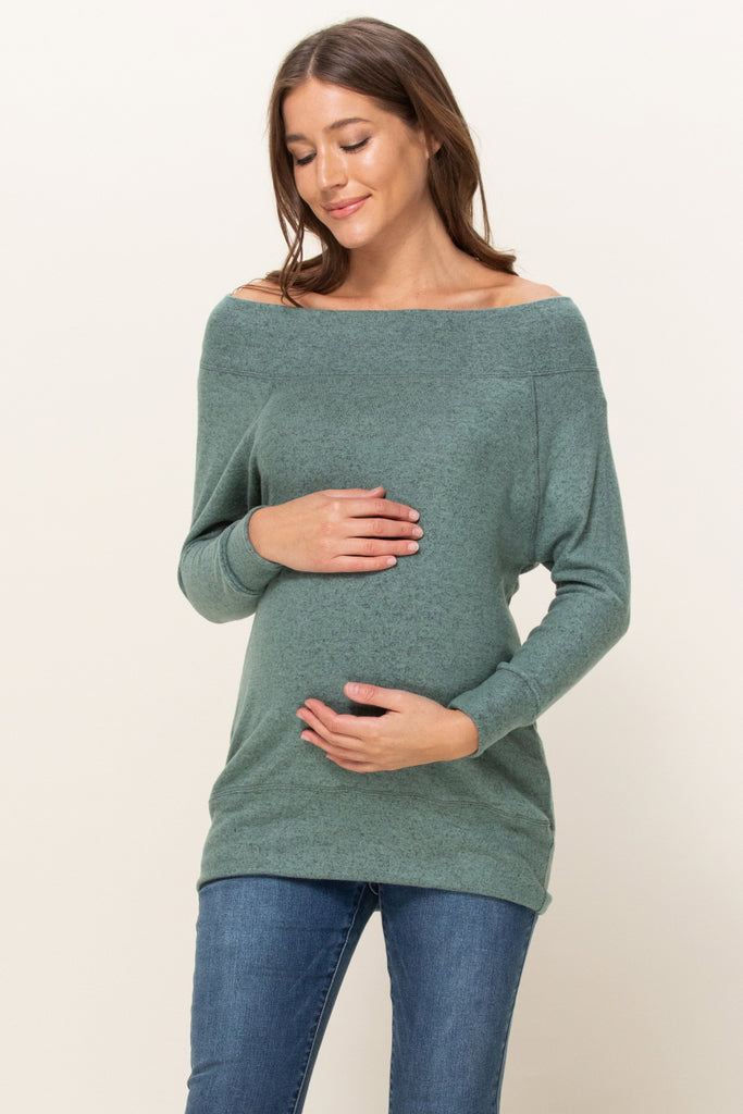 Dusty Green Rayon Rich Hacci Brushed Maternity Tunic