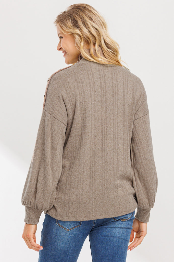 Mocha Turtle Neck Maternity Sweater Knit Top