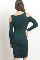 Hunter Green Solid Cold Shoulder Bodycon Maternity Dress