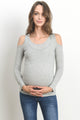 Heather Grey Solid Open Cold Shoulder Maternity/Nursing Top