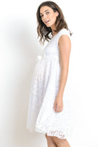 White Libby Lace Cap Sleeve Maternity Dress